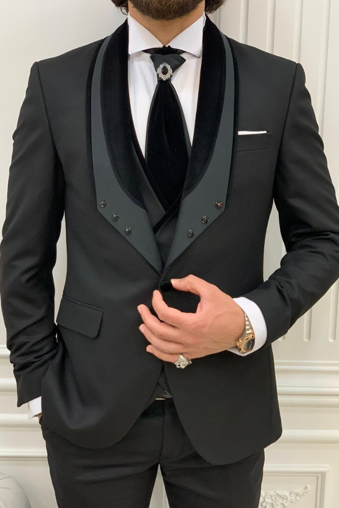 Mens 3 Piece Suits, One Button Slim Fit Solid Color Wedding Tuxedo | Fruugo  NO